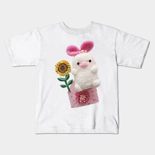 Felted Bunny/ Flower Bunny/Birthday /handmade/love/cute/little girl/baby Kids T-Shirt